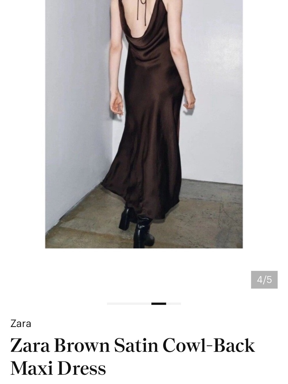 Zara Chocolate Brown Satin Cowl-Back Maxi Skirt